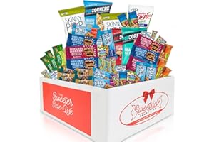 SWEETSIDE CANDY CO. Healthy Snacks Variety Pack for Adults - Snack Box for Adults - Care Package Snacks Healthy Gift Basket - Office Snack Boxes - College Snacks - Feel Better Get Well Soon Gift Basket Snack Pack - 63 pc