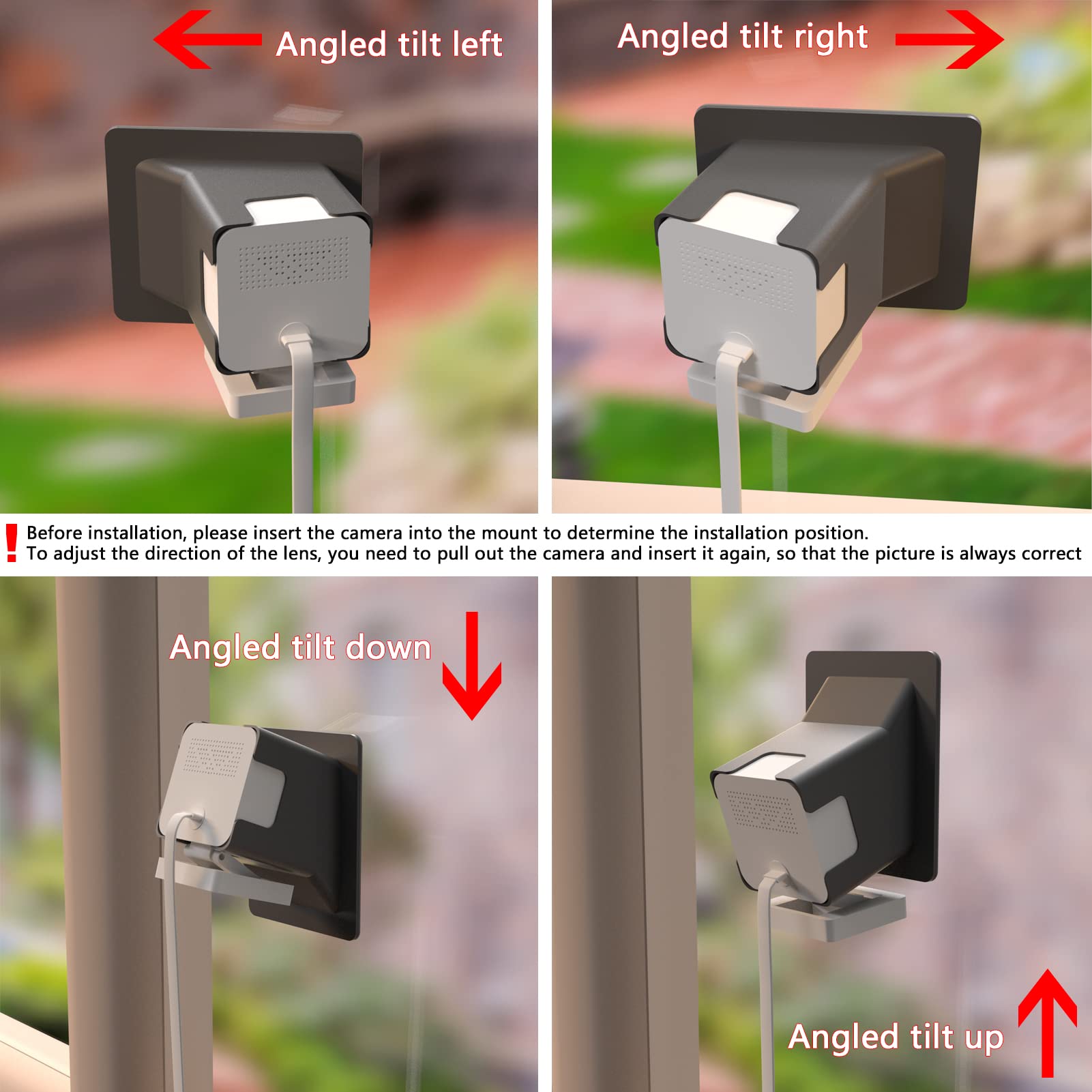 Angled Window Mount for Wyze Cam v4 Cam V3, 20 Degrees Tilt ( Up/Down/Left/Right ), Through Window Use Cam v4 v3, Helps You Watch Front Yard and Driveway ( Black/Pack of 2)
