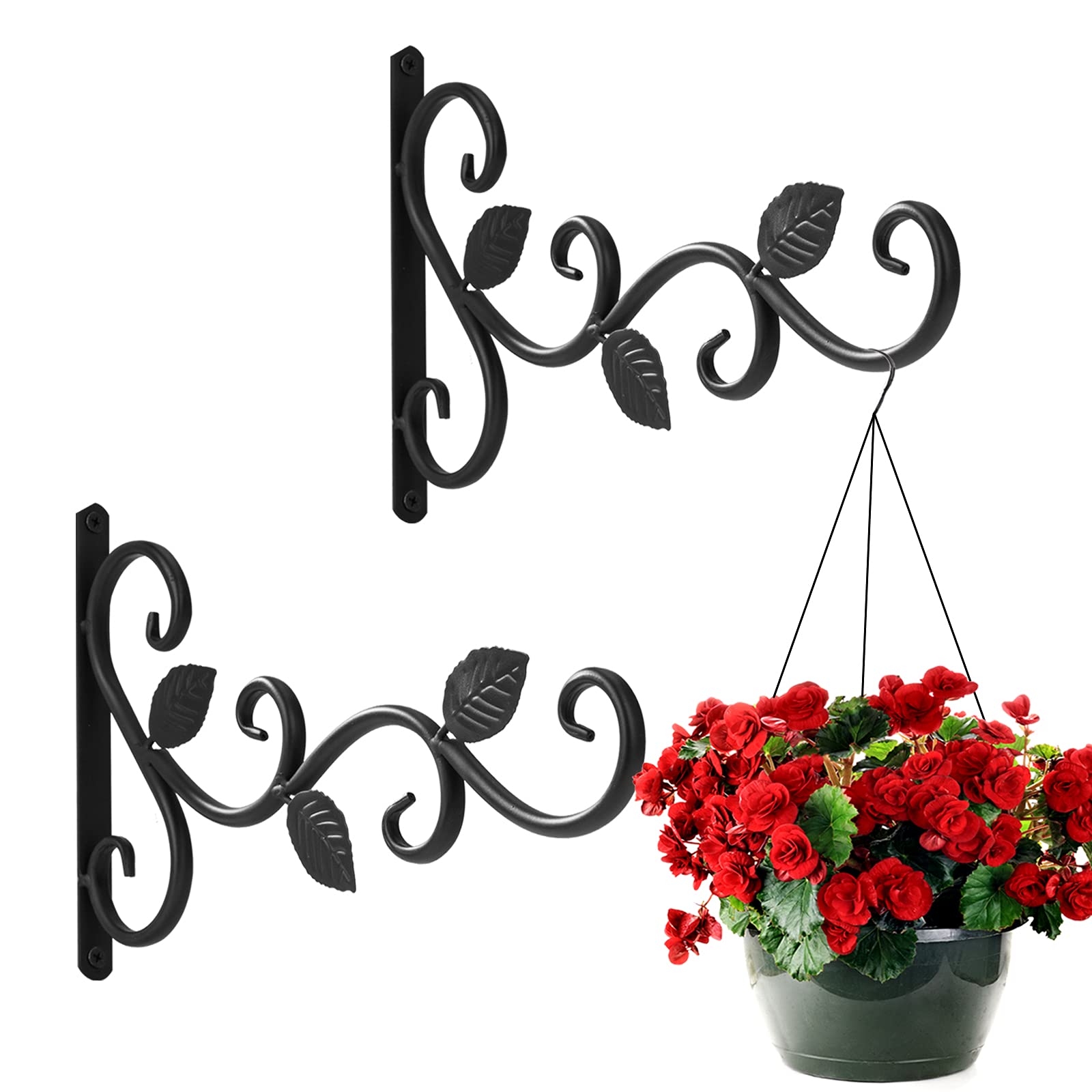 Jeesblsy Hanging Brackets Hooks for Garden Basket, Wall Mount Plant Hanger Decoration for Outdoor Lantern Lawn Light Flower Pots Bird Feeder Fence
