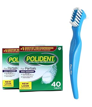 Amazon Com Polident Partial Denture Cleaner Tablets 80 Tablets Bundle With Dentu Care Denture Brush For Good Clean Full Partial Dentures Mouthguards Beauty