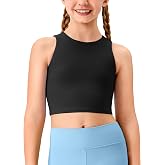 Lollgirl Girls Athletic Tank Tops Kids Dance Workout Shirts Non-See-Through Sleeveless Tops for Teens 5-14Years