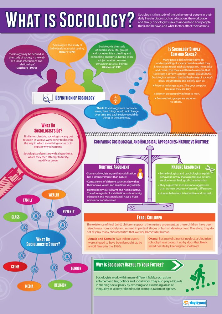 Daydream Education What is Sociology | Sociology Posters | Gloss Paper measuring 850mm x 594mm (A1) | Sociology Class Posters | Education Charts