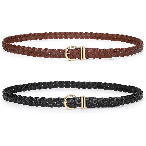 5841 Women\'s Fashion Thin Braided Leather Belt For Dress With Buckle 20mm Amazon.com: MoYoTo® Women main image 3
