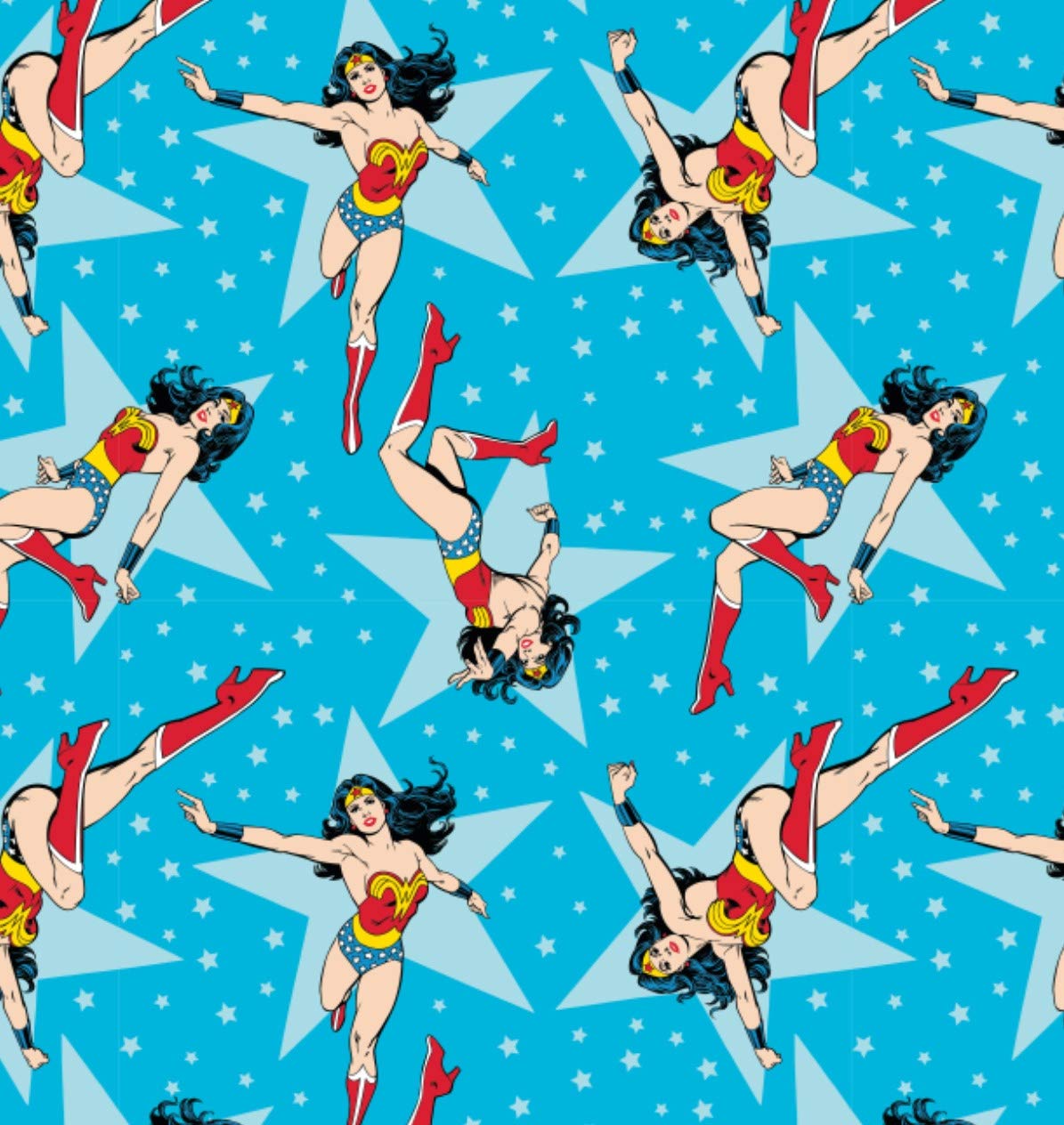 Wonder Women Fabric - DC Comics - Wonder Woman Blue - VISF244 - from 0.5 Metre - 100% Cotton