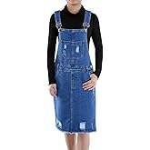Anna-Kaci Junior Womens Distressed Denim Adjustable Strap Overall Dress
