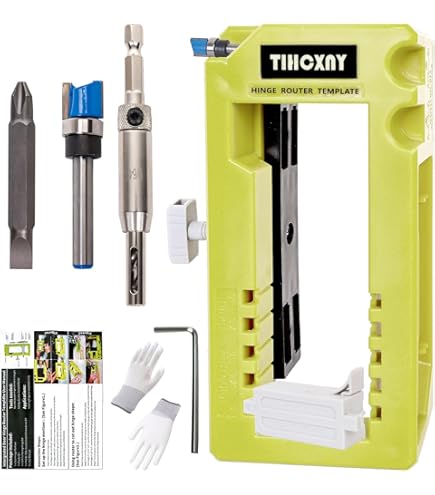 Ryobi A99HT3 hinge jig in use cutting door hinge mortise