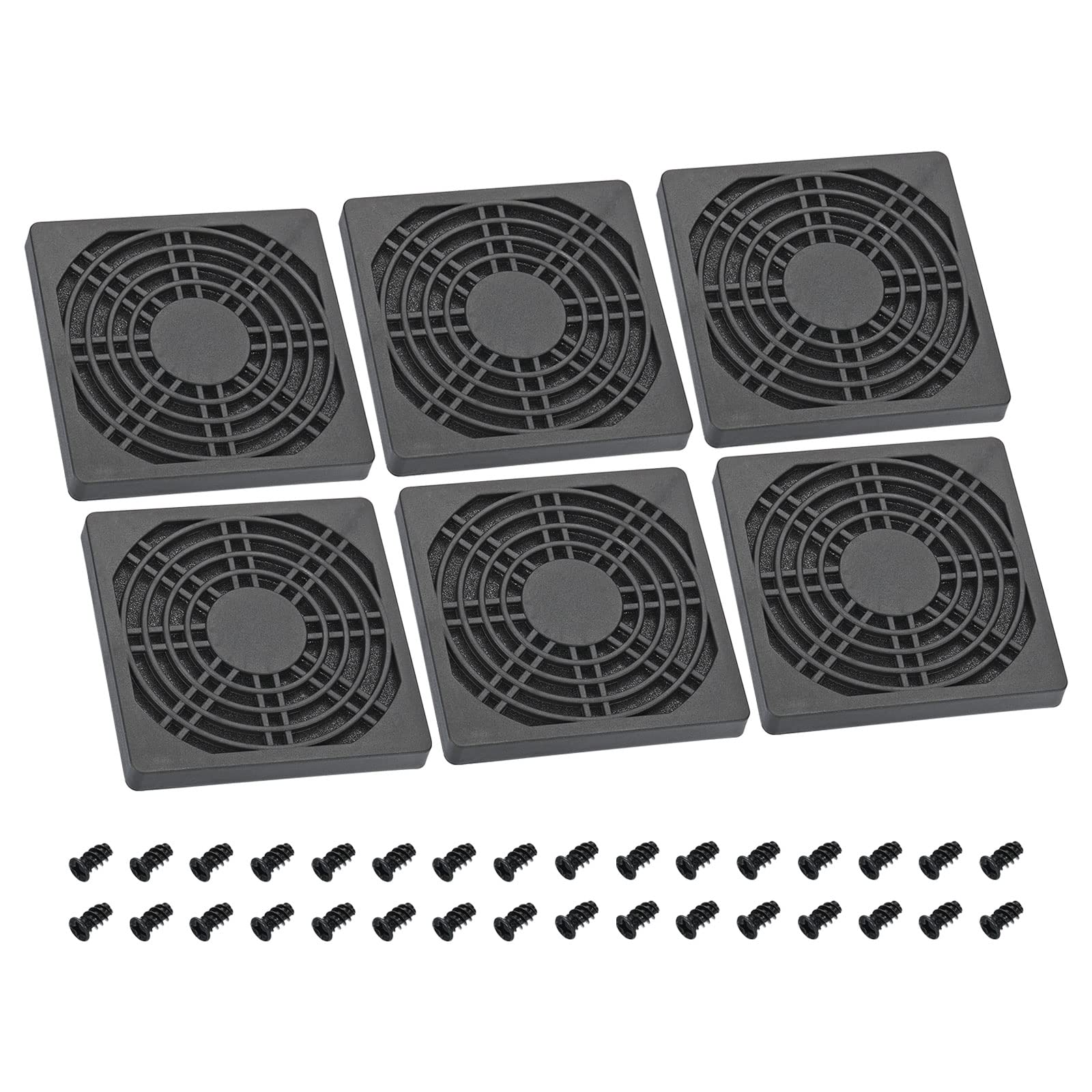 PATIKIL 80mm Cooling Fan Filter with Screw, 6 Pack ABS Ventilator Grill Protector Guard for Fan Protective Cover DIY, Black