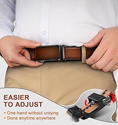 KEMISANT Men Belt 2 Pack, Leather Ratchet Belt Easy