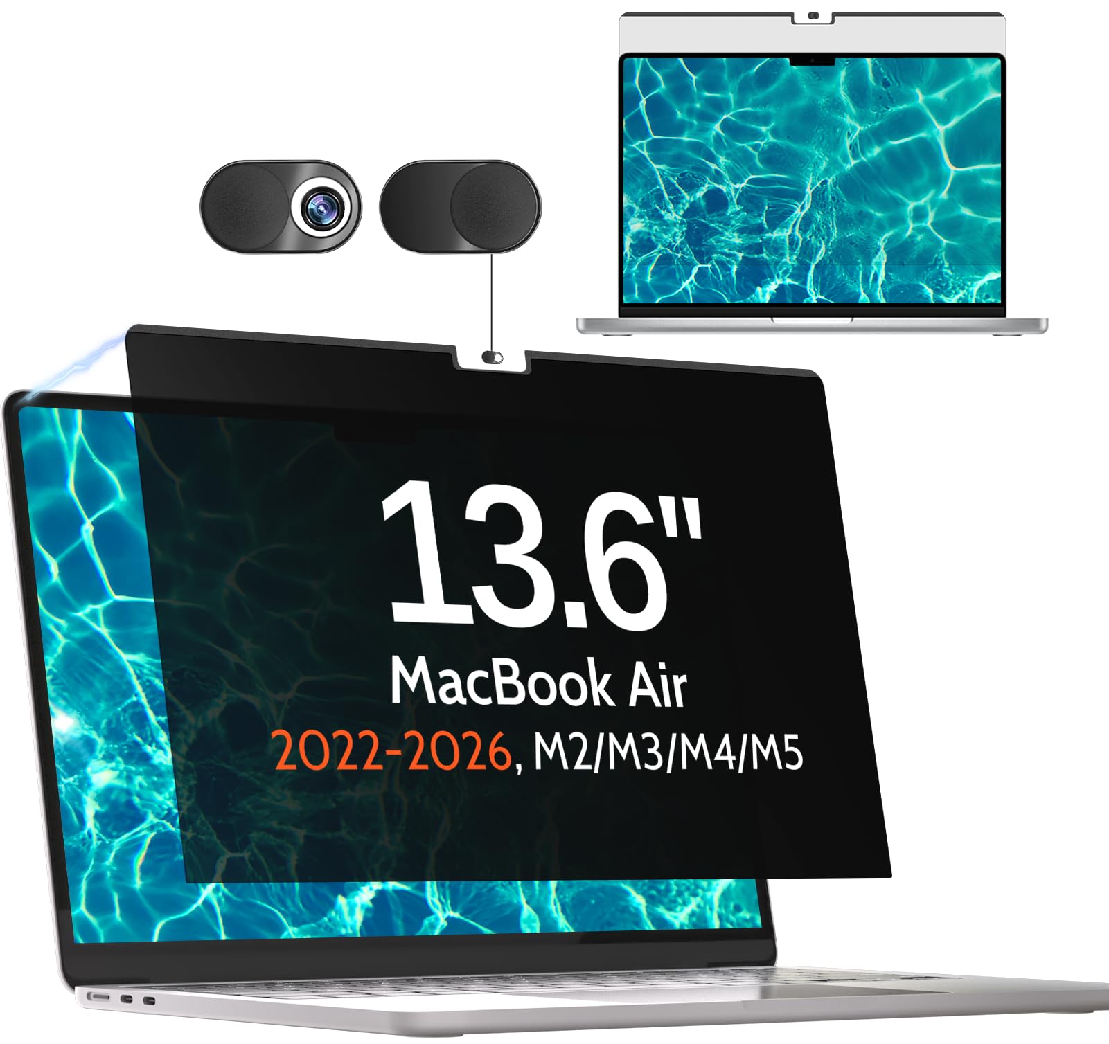 Mamol Magnetic Privacy Screen for MacBook Air 13.6/13 Inch (2022-2026, M2,M3,M4,M5), Anti Spy Glare Blue Light Removable Filter for Mac Laptop Computer — image 1