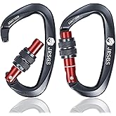 JRSGS 25KN Locking Climbing Carabiner Clips, UlAA Certified Rockclimbing Carabiner,Heavy Duty Carabiners Equipment,Large SizeCarabiner for Climbing, Rappelling,Hunting and Rescue