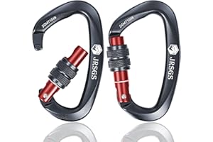 JRSGS 25KN Locking Climbing Carabiner Clip - UIAA Certified, Heavy Duty Equipment for Rock Climbing, Rappelling, Hunting and 