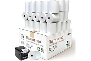 (50 Rolls) Thermal Paper Rolls 3 1/8 x 230, BPA-Free 80mm Thermal Receipt Paper for POS Systems, Epson Pritner, Star TSP100lI