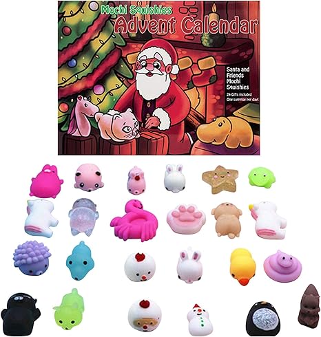 Amazon Co Jp アドベントカレンダーセット クリスマスアドベントカレンダーおもちゃ 安全で耐久性のあるクリスマス24日間カウントダウン カレンダースクイーズゲームセット 24 Pcs セット ホーム キッチン