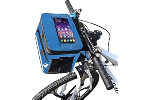 MeiMeSu Bike Handlebar Bag with Touch Screen Phone Holder, Waterproof Front Basket, Insulated Cooler Lunch Bag