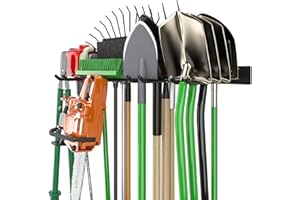 Godboat Garage Storage, Garden Tool Organizer, 4 Hooks Yard Organization, Garage Shelving Wall Mount, Heavy-Duty Garage Organizer, Cool Gadgets & Gifts for Dad, Men, Fathers Day, Max Load 320 Lbs