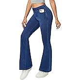 Heathyoga Stretchy Bell Bottom Jeans for Women Trendy Pull On Bootcut Flare Jean Leggings Jeggings for Women with Pockets