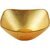 Elegance Atlas Square Gold Glass Bowl, 7.5-inch