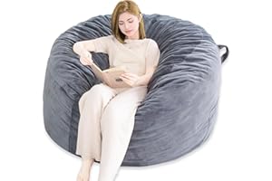 TAIBEST Memory Foam Bean Bag,Multiple Sizes Bean Bag Chairs for Adults,Fluffy Couch for Living Room Bedroom College Dorm,Bean Bag Chair with Filler Included (Dark Grey, 4FT)