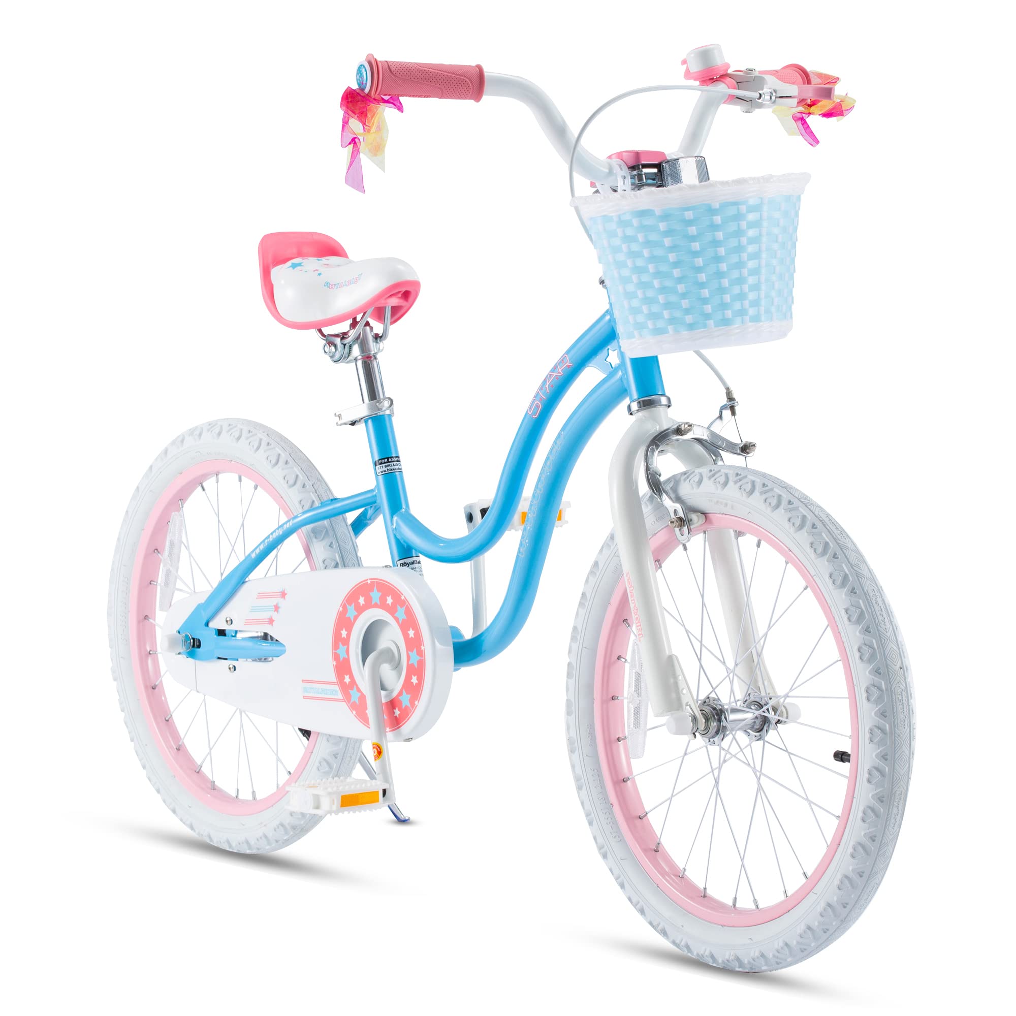 RoyalBaby Girls Bike with Training Wheels and Kickstand,Stargirl Kids Bicycle 18 Inch Toddlers to Big Kids 5-8 Years, Sky Blue