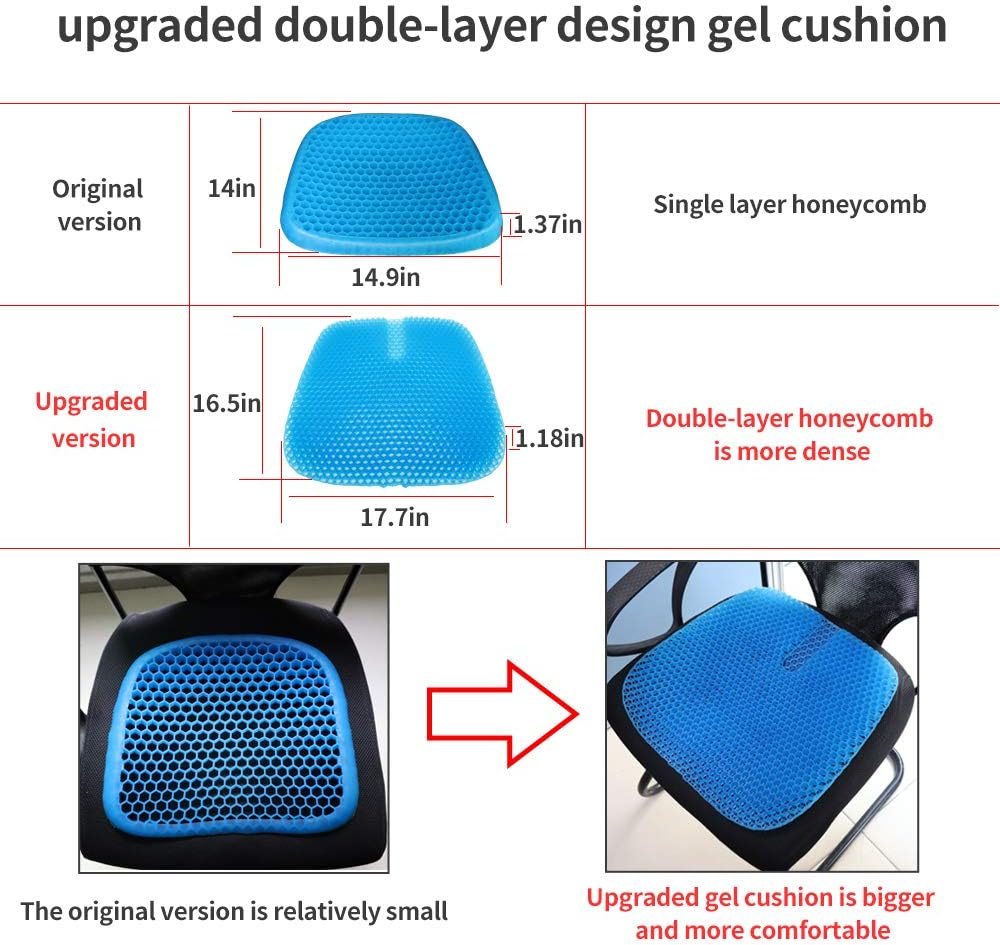 KR Gel Seat Cushion, Double Layer Egg Gel Cushion for Pressure Relief, Seat Cushion for The Car,Office,Wheelchair&Chair.Breathable Design,Durable,Portable: Home & Kitchen