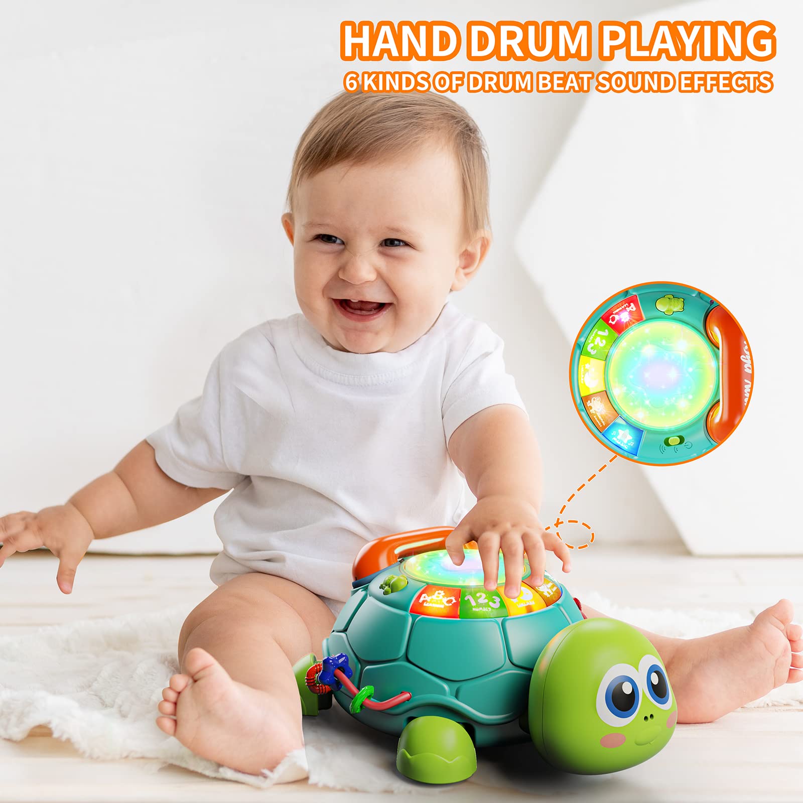 Letapapa Baby Toys 6 to 12 Months, Tummy Time Toy for 12-18 Months, Musical Turtle Crawling Toys with Light & Sound, Birthday Gift Early Educational Toy for Baby Infant 6 7 8 9 10 Months 1 2 Year Old
