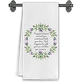 Elefeltclave Floral Irish Blessing Kitchen Towels, Irish Blessed Gifts Dish Tea Towels for Kitchen Decor, Thistle Flower Wreath Decorative Hand Towel for Bathroom, 16x24 Inch