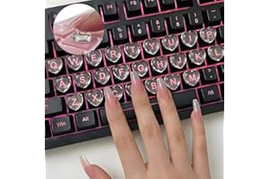 Quafochi 110pcs Keyboard Bubbles for Long Nails, Raised Glass Heart Key Covers, No-Residue, Reusable, Easy to Apply, Keyboard