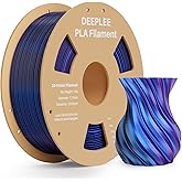 DEEPLEE Silk PLA 3D Printer Filament 1.75mm 1kg, Silk Tri Color Blue Purple Black PLA, Dimensional Accuracy +/-0.02mm, Smooth & Shiny Texture, Multi Color 3D Printing Filament