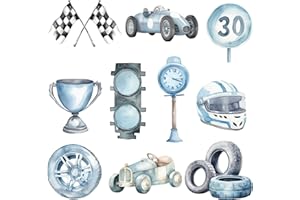 HAPIBIDESIGN Race Car Cutouts for Kids' Parties - 30-Piece Vibrant Race Car Birthday Decorations Set