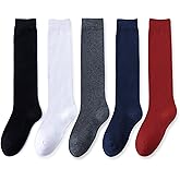 EPEIUS Girls Knee High Socks Seamless Cotton School Uniform Socks Kids Boy Over the Calf Sock 3/5 Pack