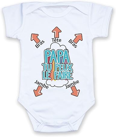 Chamalow Shop Body Bebe Papa Tu Peux Le Faire Humour Arc En Ciel Chibi Et Kawaii Amazon Fr Vetements Et Accessoires