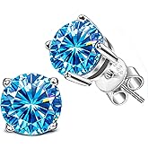Moissanite Stud Earrings, Moissanite Earring White Gold Plated Sterling Silver Studs Earrings for Women Men