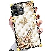 Yuning419 Case Compatible with iPhone 16 Pro Max Case,Luxury Soft TPU & Hard PC Back for Girls Women,Shockproof Protective Cover,Diamond Butterfly