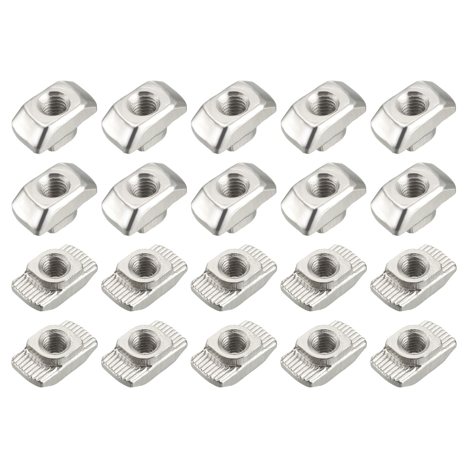 METALLIXITY Sliding T Slot Nuts (M6 Thread) 20pcs, Carbon Steel T-Slot Nut Hammer Head Fastener for 4545 Series Aluminum Extrusion Profile