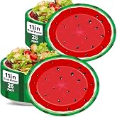 Wiooffen 50 Pcs Watermelon Party Supplies Plates Oval 11inch Watermelon Theme Disposable Paper Plate Summer Melon Dinnerware Platter Dish Tray for Wedding Picnic Birthday Party Dinner Supplies
