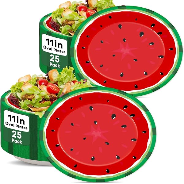 Watermelon Party Supplies Set - 49 Pc Disposable Tableware, Plates, Napkins, Tablecloth For Birthday, BBQ - View #7