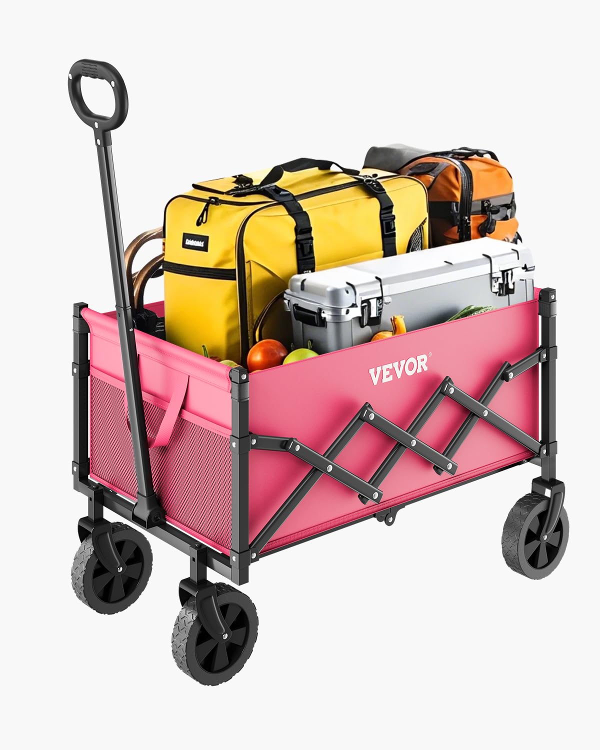 Photo 1 of VEVOR Collapsible Wagon Cart with Wheels Foldable, 120L 225LBS Heavy Duty Folding Wagon, Portable Utility Grocery Cart for Groceries Camping Sports Shopping Garden with Adjustable Handle