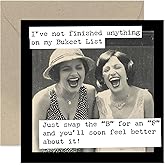 Funny Retro Birthday Card For Women - 'Bucket List' Best Friend Joke - Hilarious BDay Greeting Cards for Her Sister Cousin Mum Coworker Bestie BFF - Blank Inside