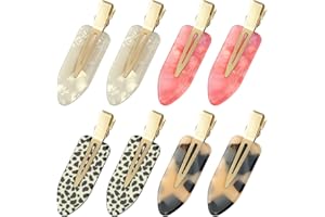 YIERSO 8 Pcs No bend Hair Clips No Crease Makeup Hair Clip Duckbill Clip No Dent Creaseless Alligator Hair Barrettes for Salon Hairstyle Women Girls Makeup Accessories Cellulose Acetate (PinkWhite)
