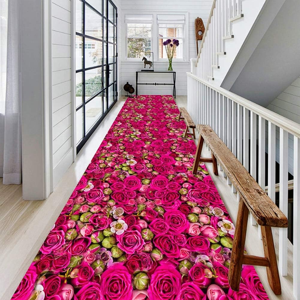 Custom Size,1,60x100cm Hallway Area Rugs Woven Rose Floral Area Rug