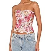 WNGECAT Women Bustier Tube Tops Irregular Cutout Tie up Backless Off-Shoulder Bandeau Vest Backless Shirts