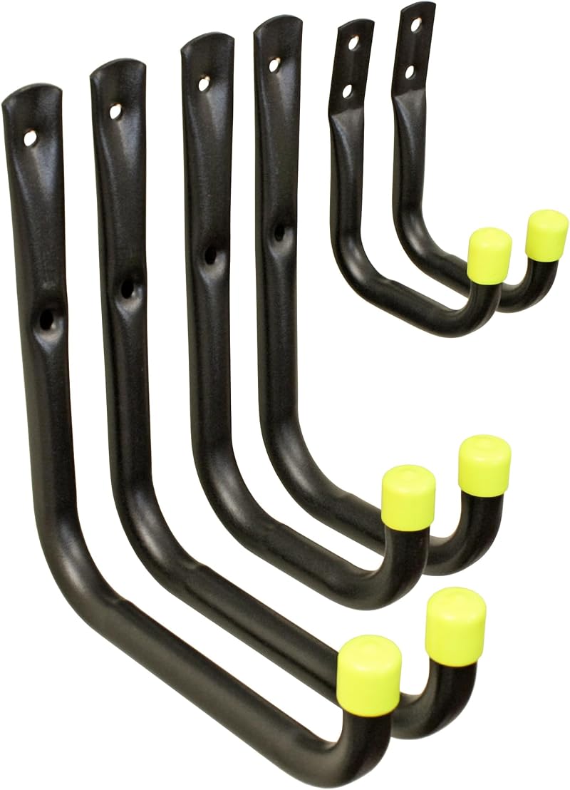 keypak 6pk Garage Storage Hooks Set Heavy Duty 30kg Capacity Assorted Sizes
