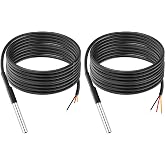 Diymore 2pcs 10M DS18B20 Temperature Sensor Temperature Probe Stainless Steel Package Cable Waterproof Digital Thermostat Sensor Compatible with Arduino,Raspberry Pi and Shelly