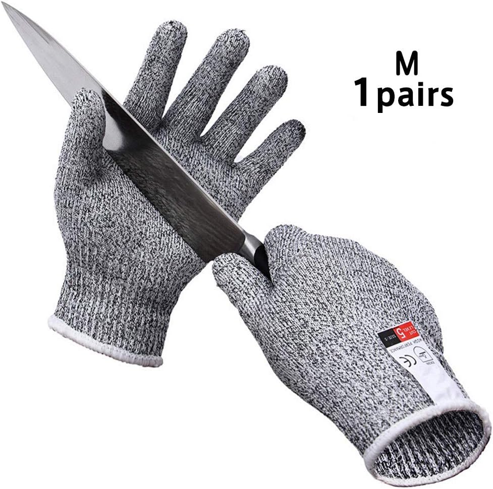 Cut Resistant Gloves - Food Grade Level 5 Protection, Size Medium, Safety Cutting Gloves for Hand Protection, Kitchen, Outdoor Yard Work, 1 Pair
