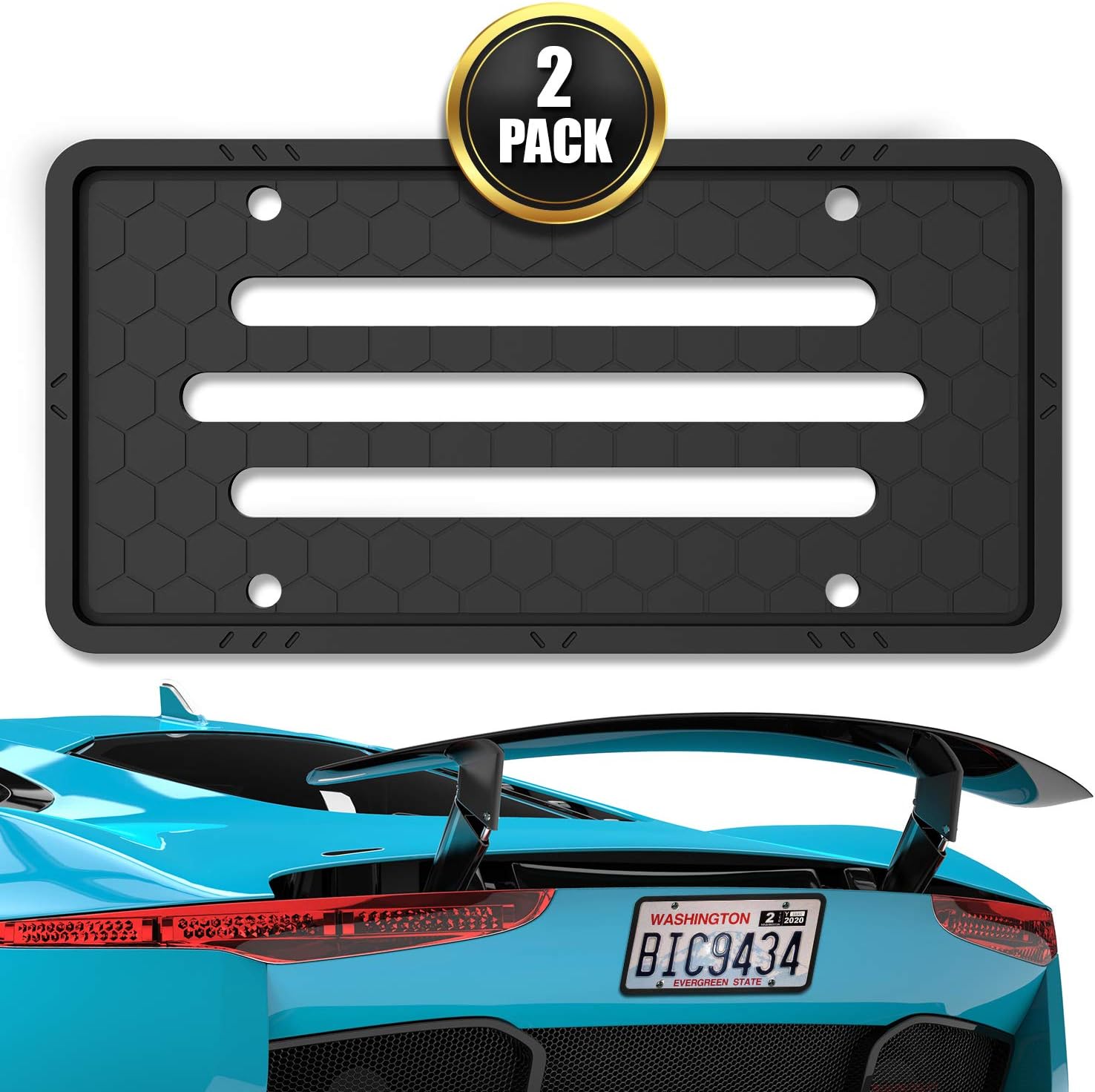 Element 14 Silicone License Plate Frame 2 Pack, RattleProof, Rust