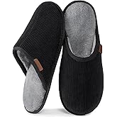 VeraCosy Men's Corduroy Scuff Slippers Soft Comfy Memory Foam Non-slip Indoor House Shoes