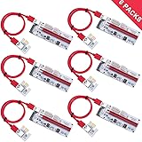 LATTCURE 6-PACK PCIe PCI-E 16x to 1x Powered Riser Adapter Card w/ 60cm USB 3.0 Extension Cable & 6-Pin / 4-Pin / SATA Interface - GPU Riser Adapter - Ethereum Mining ETH（Upgraded Version）