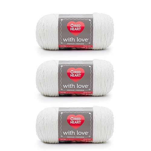 Red Heart with Love Eggshell Yarn - 3 Pack of 198g/7oz - Acrylic - 4 Medium (Worsted) - 370 Yards - Knitting/Crochet