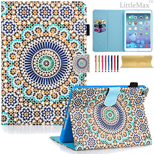 iPad Mini Case - LittleMax(TM) Smart Auto Wake/Sleep Stand Case [Magnet Closure] Flip Folio Wallet Case Cover for iPad Mini 3/2/1 [Free Cleaning Cloth,Stylus Pen]-03 Morocco Grain