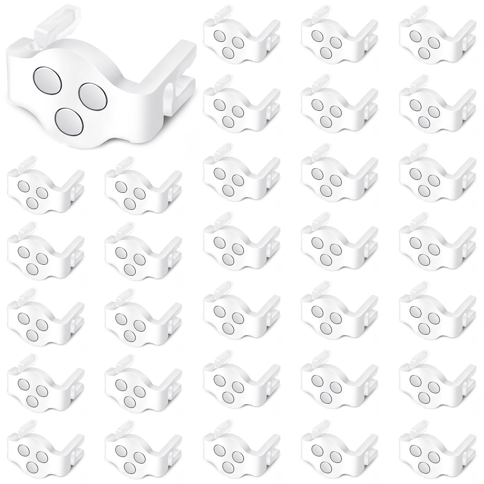 Photo 1 of 100 Pieces C9 Magnetic Christmas Light Clips Magnet Christmas Socket Clips Hooks for Sockets Roof Gutters Outside Patio Holiday Lighting (White)